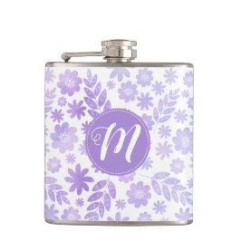 Door de hand getekende Floral Pattern & Monogram Heupfles