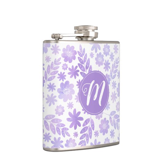 Door de hand getekende Floral Pattern & Monogram Heupfles (Rechts)
