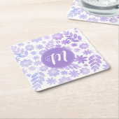 Door de hand getekende Floral Pattern & Monogram Kartonnen Onderzetters (Schuin)