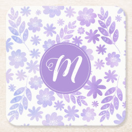 Door de hand getekende Floral Pattern & Monogram Kartonnen Onderzetters