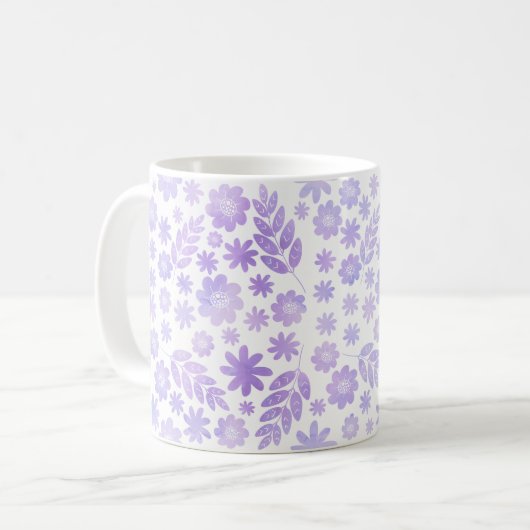 Door de hand getekende Floral Pattern & Monogram Koffiemok (Voorkant links)