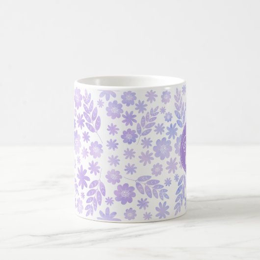 Door de hand getekende Floral Pattern & Monogram Koffiemok (Center)