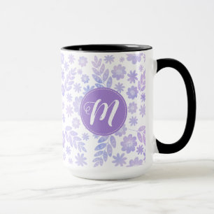 Door de hand getekende Floral Pattern & Monogram Mok