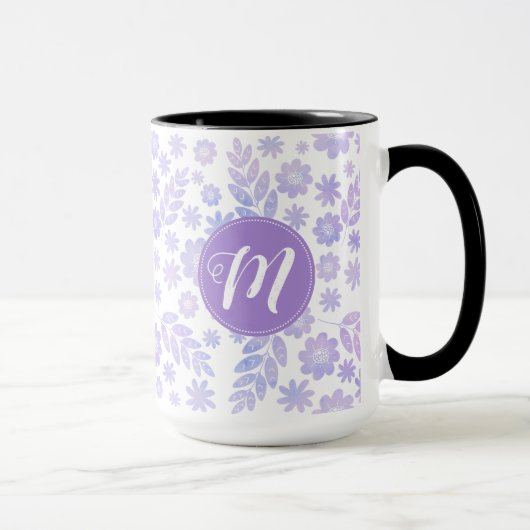 Door de hand getekende Floral Pattern & Monogram Mok (Rechts)