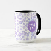 Door de hand getekende Floral Pattern & Monogram Mok (Voorkant rechts)