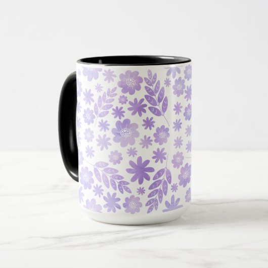 Door de hand getekende Floral Pattern & Monogram Mok (Voorkant links)