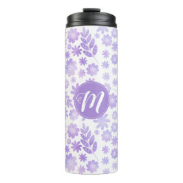 Door de hand getekende Floral Pattern & Monogram Thermosbeker