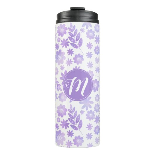 Door de hand getekende Floral Pattern & Monogram Thermosbeker (Voorkant)