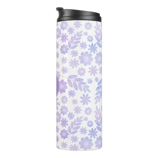 Door de hand getekende Floral Pattern & Monogram Thermosbeker (Geroteerd rechts)