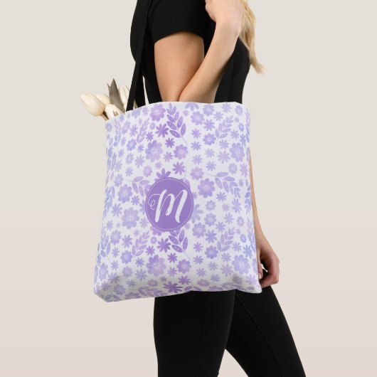 Door de hand getekende Floral Pattern & Monogram Tote Bag (Dichtbij)