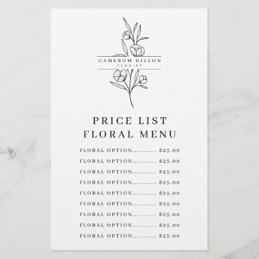 Door de hand getekende Florist Flower Winop Prijsl Flyer (Voorkant)