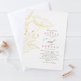 Door de hand getekende wilde bloemen Dusty Pink El Folie Uitnodiging