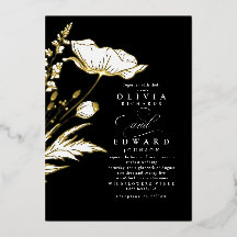 Door de hand getekende wilde bloemen Elegant Black