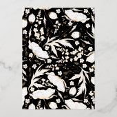 Door de hand getekende wilde bloemen Elegant Black Folie Uitnodiging (Achterkant)