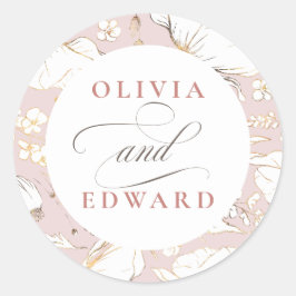 Door de hand getekende wilde bloemen Elegant Gold  Ronde Sticker