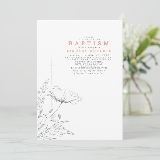 Door de hand getekende wilde bloemen Elegant perzi Kaart (Staand voorkant)