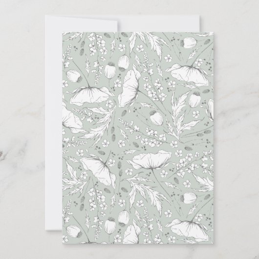 Door de hand getekende wilde bloemen Elegant Sage  Kaart (Achterkant)