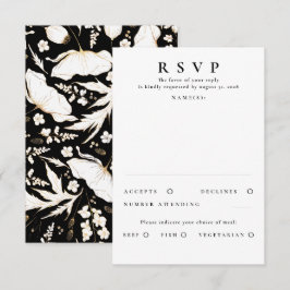 Door de hand getekende wilde bloemen Gold Wedding  RSVP Kaartje