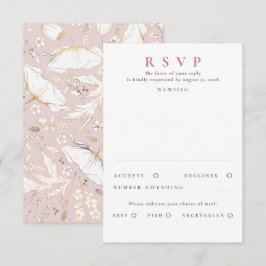 Door de hand getekende wilde bloemen Gold Wedding  RSVP Kaartje