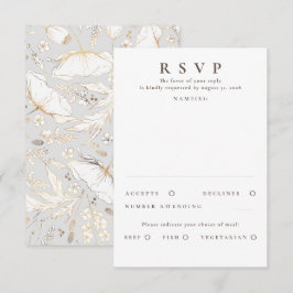 Door de hand getekende wilde bloemen Gold Wedding  RSVP Kaartje