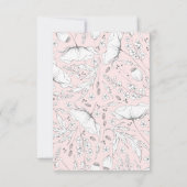 Door de hand getekende wilde bloemen Roze bruiloft RSVP Kaartje (Achterkant)