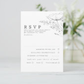 Door de hand getekende wilde bloemen Wedding RSVP (Staand voorkant)