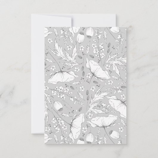 Door de hand getekende wilde bloemen Wedding RSVP (Achterkant)