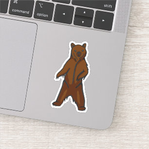 Door de hand getrokken Beer van Rustic Brown Grizz Sticker