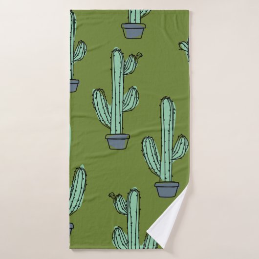 Door de hand getrokken cactuurpatroon badhanddoek (Badhanddoek)