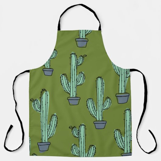 Door de hand getrokken cactuurpatroon schort (Voorkant)