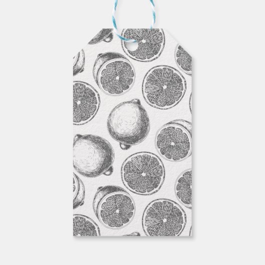 Door de hand getrokken citroenpatroon cadeaulabel (Achterkant)