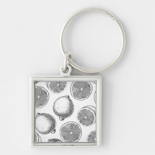 Door de hand getrokken citroenpatroon sleutelhanger (Voorkant)