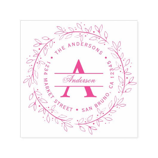 Door de hand getrokken Fuchsia Wreath | Terugkeera Zelfinktende Stempel (Design)