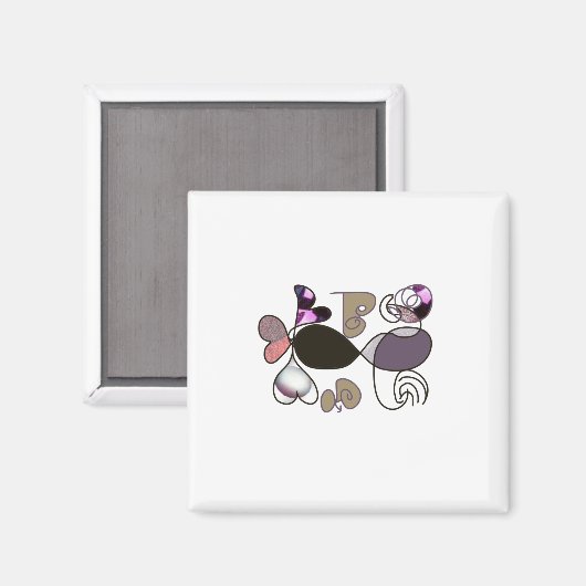 Door de hand getrokken gemengde letters en letters magneet (Voorkant / Achterkant)