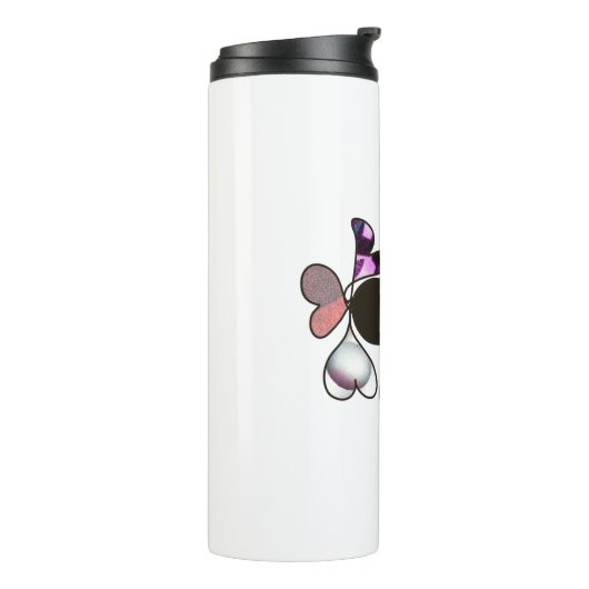 Door de hand getrokken gemengde letters en letters thermosbeker (Gedraaid links)