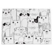 Door de hand getrokken honden en katten groot cadeauzakje (Voorkant)