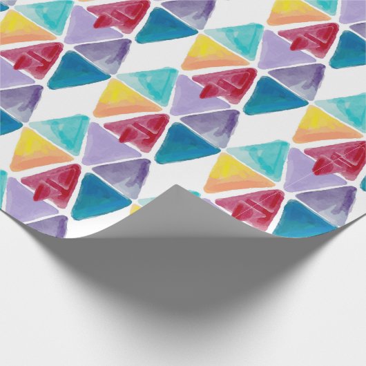 Door de hand getrokken kleurrijk driehoekspatroon cadeaupapier (Hoek)