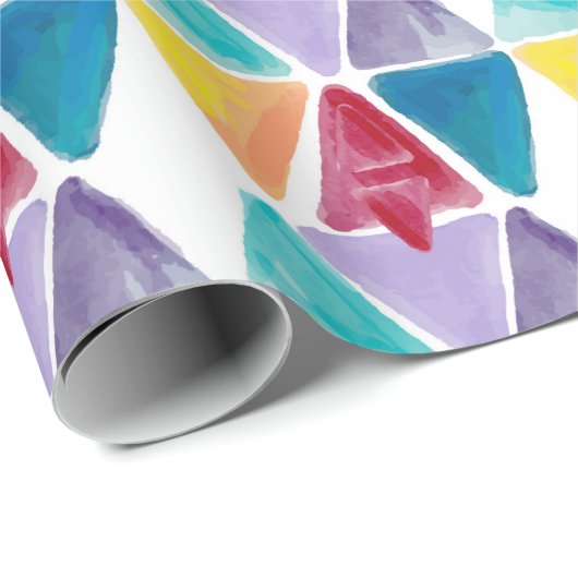 Door de hand getrokken kleurrijk driehoekspatroon cadeaupapier (Rol Hoek)