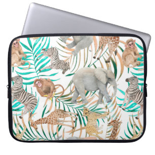 Door de hand getrokken kleurrijk naadloos patroon laptop sleeve
