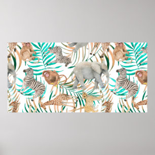 Door de hand getrokken kleurrijk naadloos patroon  poster