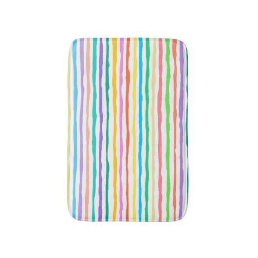 Door de hand getrokken kleurrijke strepen patroon badmat (Voorkant Verticaal)