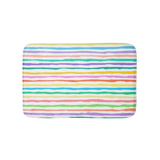 Door de hand getrokken kleurrijke strepen patroon badmat (Voorkant)