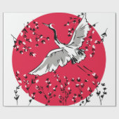 Door de hand getrokken kraanvogel, Grafische teken Cadeaupapier (Vlak)