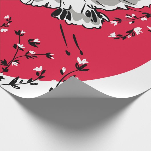 Door de hand getrokken kraanvogel, Grafische teken Cadeaupapier (Hoek)