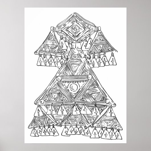 Door de hand getrokken kunstjuwelen poster (Voorkant)