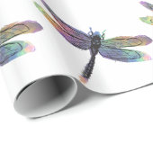 Door de hand getrokken libel met regenboog cadeaupapier (Rol Hoek)