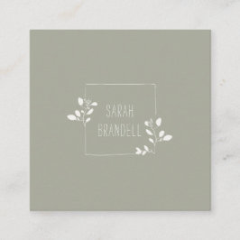 Door de hand getrokken Lijst van Floral in Sage & Vierkante Visitekaartje