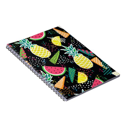 Door de hand getrokken naadloos patroon met waterm notitieboek (Rechterzijde)