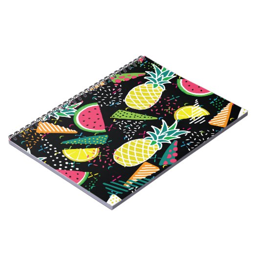 Door de hand getrokken naadloos patroon met waterm notitieboek (Linkerzijde)