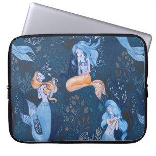 Door de hand getrokken naadloos patroon van pracht laptop sleeve